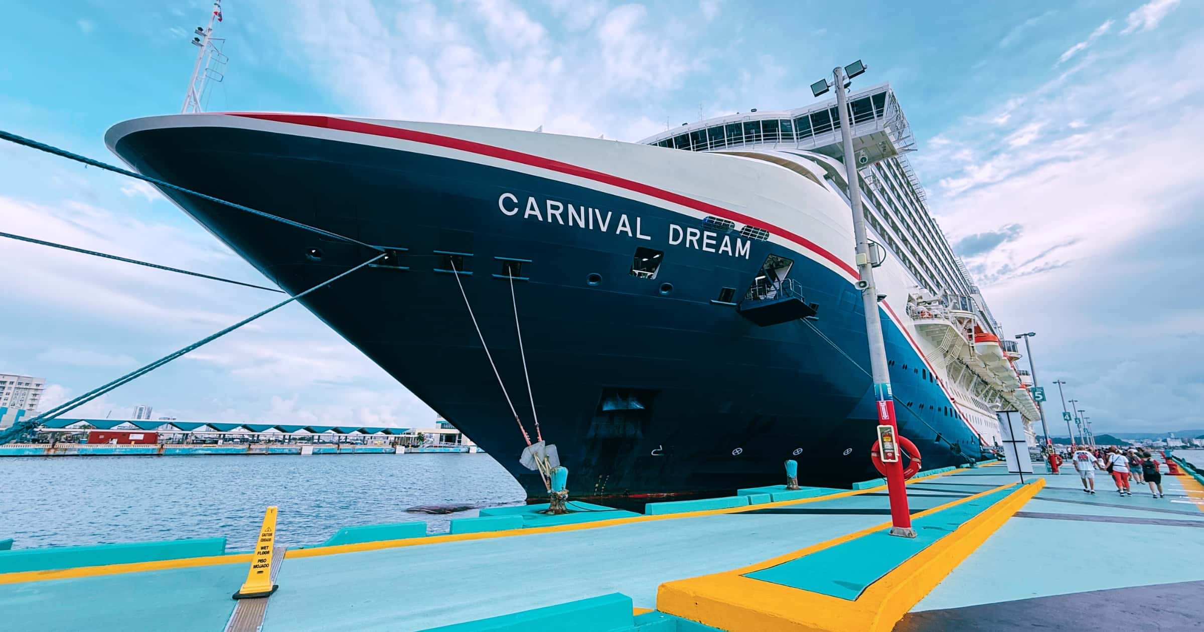 Carnival Dream docked in San Juan during its October 2025 cruise, used for reporting on Hurricane Melissa itinerary changes.