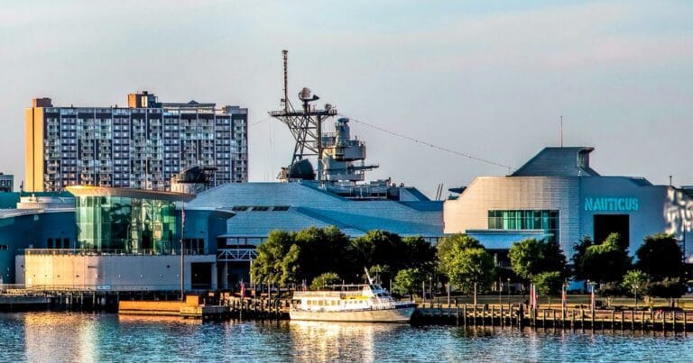 Norfolk cruise terminal and Nauticus building where Carnival Sunshine docks